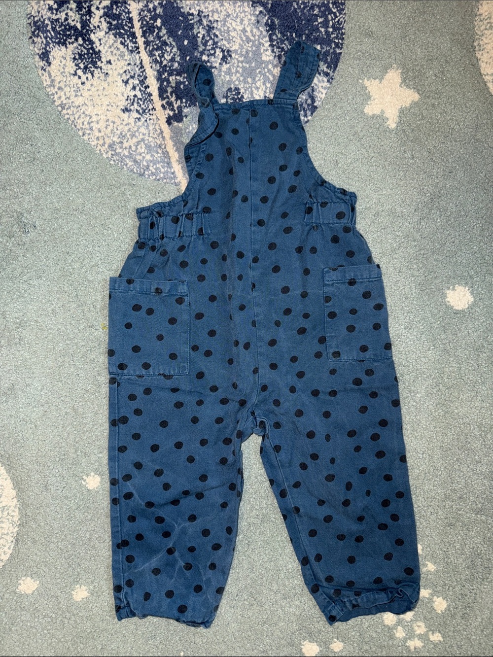 Zara Navy Blue Polka Dot Kids Overalls